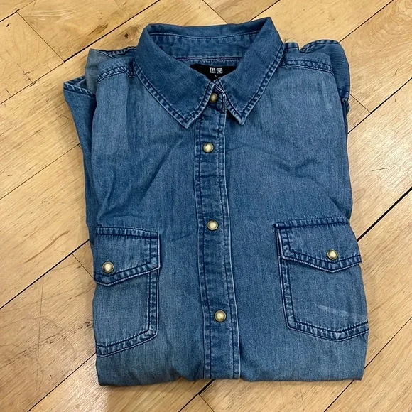 Uniqlo Denim Shirt Sz S - Picture 4 of 12